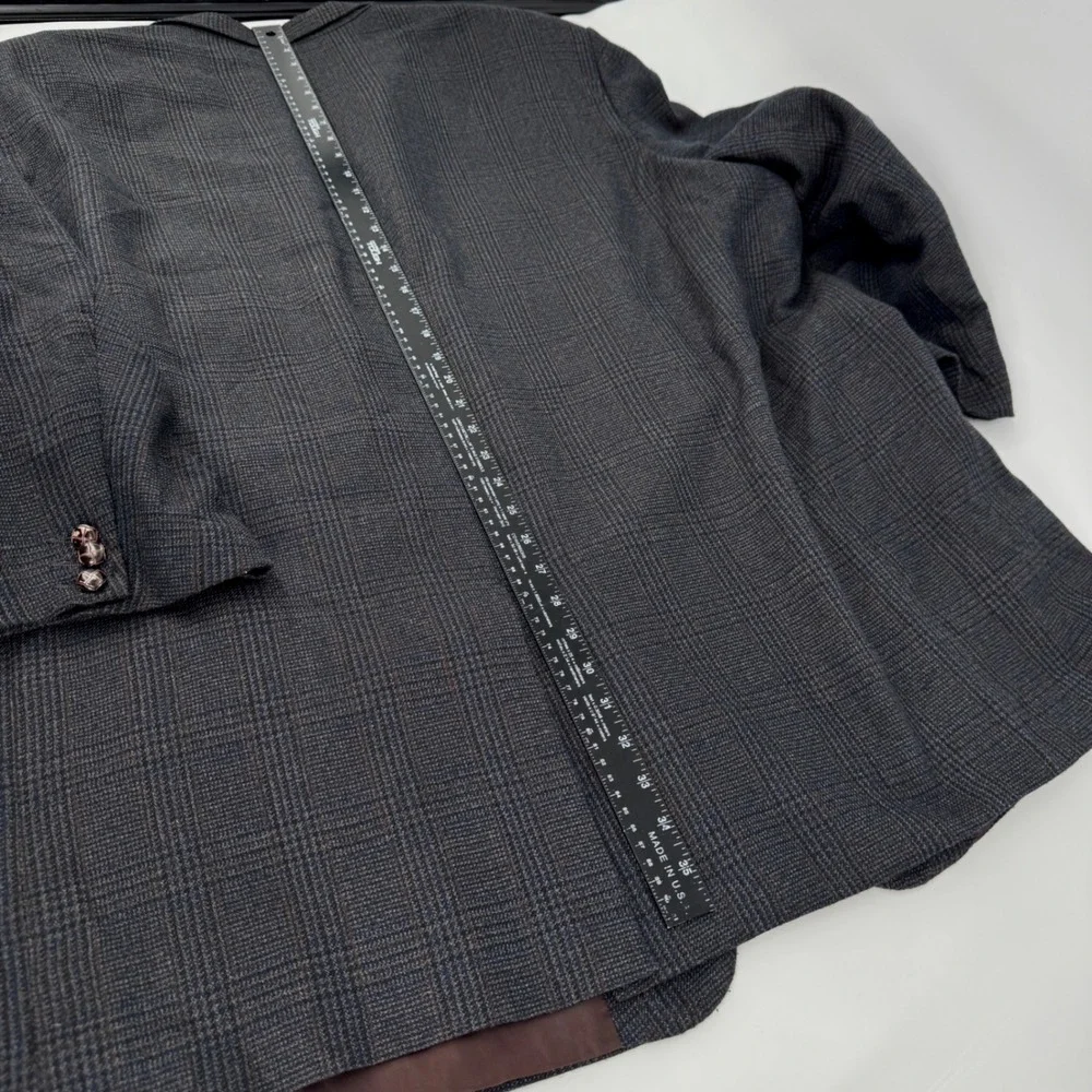 Oak Hill Mens Gray Glen Check Plaid 58L Two Button Blazer Sport Coat Jacket